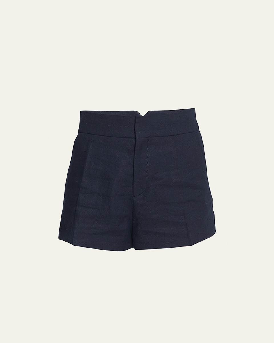High-Rise Linen Drill Shorts